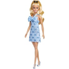 Erdo Ticaret Fiyonklu Mavi Elbise ile Barbie Bebek