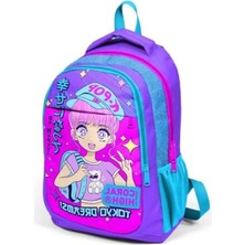 Erdo Ticaret Üç Bölmeli Kız Çocuk Sırt Çantası (Mor-Pembe-Mavi)