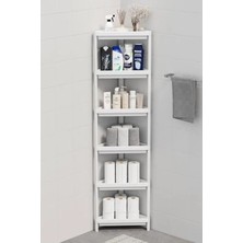 Erdo Ticaret 6 Katlı Üçgen Plastik Raf, Banyo ve Mutfak Için Beyaz Renk