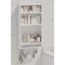 Erdo Ticaret 3 Katlı Çok Amaçlı Yapışkanlı Duvar Rafı Organizer - Beyaz