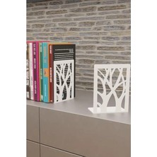 Erdo Ticaret Ağaç Desenli Metal Kitap Tutucu, Ikili Set, Şık Tasarım