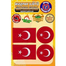 Erdo Ticaret Ütü ile Yapışan Türk Bayrağı Seti, 4 Adet Aplike Patch