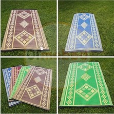 Erdo Ticaret Geometrik Desenli Plastik Hasır Halı - 90X180 cm Piknik ve Bahçe Için