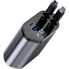 Erdo Ticaret Çekilebilir Araç Şarj Cihazı - 2 USB Bağlantı Noktası, 120W