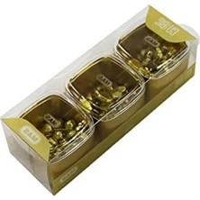 Erdo Ticaret Şık Gold Renkli 3'lü Kutu Ataş ve Raptiye Seti