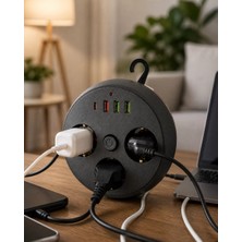 Teknoparkx Ev Ofis Için Çoklu Priz 3 Priz 3 USB Type C Güvenli Enerji Yönetimi