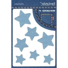 Erdo Ticaret Ütü ile Yapışan Denim Jeans Yaması - Yıldız Desenli (Buz Mavi)