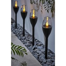 Erdo Ticaret 3 Adet Siyah Güneş Enerjili Alev Efektli Bahçe Lambası