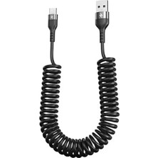 Erdo Ticaret 5A 66W Spiral Type-C Araç Şarj Kablosu, Veri Aktarım Özellikli