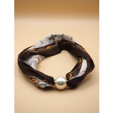 Stelle Jewelry Kadın Saten Dokulu Mıknatıslı Incili Fular Kolye