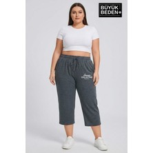 Superlife Kadın Büyük Beden Unified Collective Baskılı Beli Lastikli Bol Paça Kapri Şort 3xl-6xl SPR26BSRK591-10