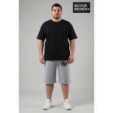 Superlife Büyük Beden Erkek N Baskılı Şort Rahat Kalıp Basic Penye 3xl-6xl SPR26BSR591-19