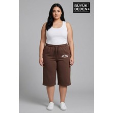 Superlife Büyük Beden Kadın Şort New York Baskılı Rahat Kalıp SPR26BSRK591-05