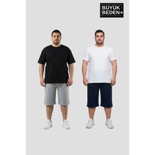 Superlife Büyük Beden Erkek 2’li Kapri Şort Rahat Kalıp Seti 3xl-6xl  SPR26BSR591+2