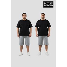 Superlife Büyük Beden Erkek 2’li Kapri Şort Rahat Kalıp Seti 3xl-6xl  SPR26BSR591+2