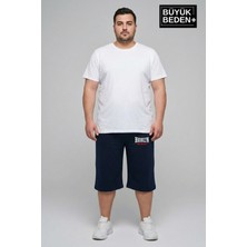Superlife Büyük Beden Erkek 3xl-6xl Rahat Kalıp Cepli Brooklyn 1970 Baskılı Penye Kapri  Şort SPR26BSR591-03