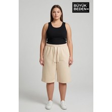 Superlife Kadın Büyük Beden Şort 3xl-6xl  Rahat Kesim Diz Altı Günlük ŞORT-SPR26BSRK591