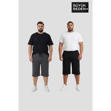 Superlife Büyük Beden Erkek 2’li Kapri Şort Rahat Kalıp Seti 3xl-6xl  SPR26BSR591+2