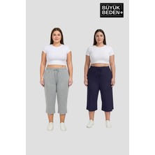 Superlife Büyük Beden Kadın Ikili Set Kapri Şort Rahat Kalıp 3xl-6xl SPR26BSRK591+2