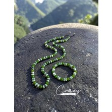 Crazy Takı Tasarım 8 mm Grass Agate&ceyt Doğaltaş 70-80 cm Uzun Erkek Kolyesi (Bileklik Hediyeli)