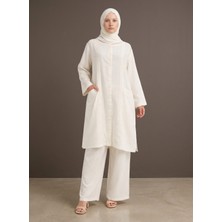 Sile Atelier Sıle Atelıer Kadın Bej Pamuklu Dantel Detaylı Tesettür Tunik Yazlık Rahat