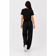 Thb.Edition Kadın Crop Üst Bol Paça Pantolon Takım