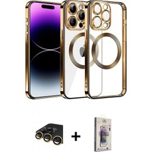 Marsilyan™- iPhone 13 Pro Max Kılıf Pusula Form - Siyah Bilvis 3D Cam Ekran Koruyucu + Raze Metal Kamera Lens - Gd
