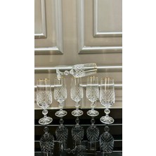 Vakıf Home 6 Adet Ayaklı Kristal Kesme El Işi Gold Kahve Yanı Su Bardağı 180 ml