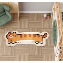 Empressco Turuncu Kedi Desenli Modern Dekoratif Halı, Lina Koleksiyonu, Şık ve Rahat