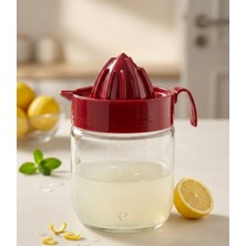 Veyla Style Cam Hazneli Limonluk Limon ve Narenciye Sıkacağı 425 ml Kırmızı Kapak
