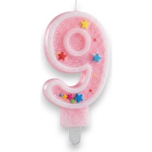 Limmy Dokuz Rakamlı Pembe Mum Doğum Günü Pasta Mumu ( 7x3) cm - Sayılı Mum - Pasta Süsü