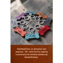 Pepuza Hakiki Deri Köpek Tasma Charmı / Köpek Künyesi / Köpek Isimlik - Kişiselleştirilebilir Lazer Kazıma - Taba