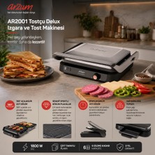 Arzum AR2001 Tostçu Delux 1800 W Granit Tost Makinesi, Çift Taraflı Plaka, 180 Derece Açılır Gövde, Inox
