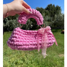 Eranura Mysey Pembe Örgü Kadın El Çantası