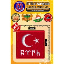 Embory Ütü ile Yapışan Arma Yama, Göktürkçe Türk Bayrağı (4 Adet) Ütüyle Yapışan Nakış Dokuma Aplike Patch
