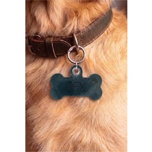 Pepuza Hakiki Deri Köpek Tasma Charmı / Köpek Künyesi / Köpek Isimlik - Kişiselleştirilebilir Lazer Kazıma - Yeşil