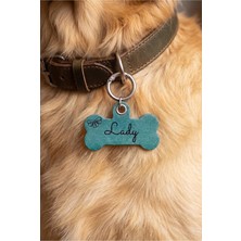 Pepuza Hakiki Deri Köpek Tasma Charmı / Köpek Künyesi / Köpek Isimlik - Kişiselleştirilebilir Lazer Kazıma - Su Yeşili