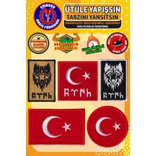 Embory Ütü ile Yapışan Arma Yama, Türk Bayrağı Seti (5 Adet) Ütüyle Yapışan Nakış Dokuma Aplike Patch