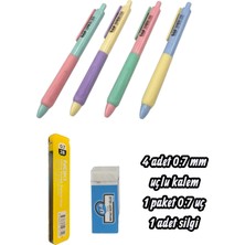 Seyfi Kırtasiye 4 Adet 0.7 mm Uçlu Kalem 1 Paket 0.7 Uç 1 Adet Silgi