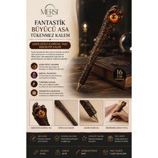Mersi Shop Fantastik Büyücü Asa Tükenmez Kalem | Ejder Gözlü & Kristal Taşlı Dekoratif Kalem 16CM