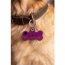 Pepuza Hakiki Deri Köpek Tasma Charmı / Köpek Künyesi / Köpek Isimlik - Kişiselleştirilebilir Lazer Kazıma - Mor