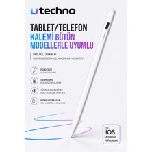 utechno Profesyonel Stylus Tablet Kalemi Beyaz iPad Samsung Huawei Uyumlu Yüksek Hassasiyetli