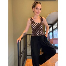 Ali Butik Kahve Beyaz Puantiyeli Polyamid Atlet