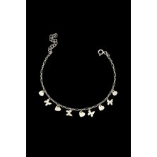 Roxx Jewellery 925 Ayar Gümüş Ataç Zincirli Kalpli Kelebekli Kadın Bileklik