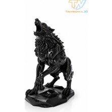 18 cm Kurt Figürü – 3D Baskı Dekoratif Kurt Heykeli | El Yapımı Koleksiyonluk Biblo (Siyah)