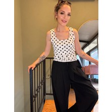 Ali Butik Beyaz Siyah Puantiyeli Polyamid Atlet