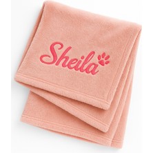 Empressco Isimli Şeker Pembe Nakış Işlemeli Peluş Köpek/kedi Battaniyesi