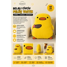 Mersi Shop Belalı Civciv Tasarımlı Peluş Yastık 40 cm – Yumuşak ve Eğlenceli Dekoratif Yastık
