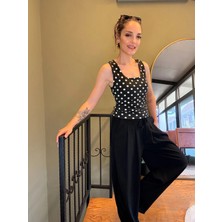 Ali Butik Siyah Beyaz Puantiyeli Polyamid Atlet