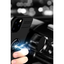 Hobibahçem iPhone 12 Kılıf Range Yüzüklü Silikon - Siyah-Kırmızı